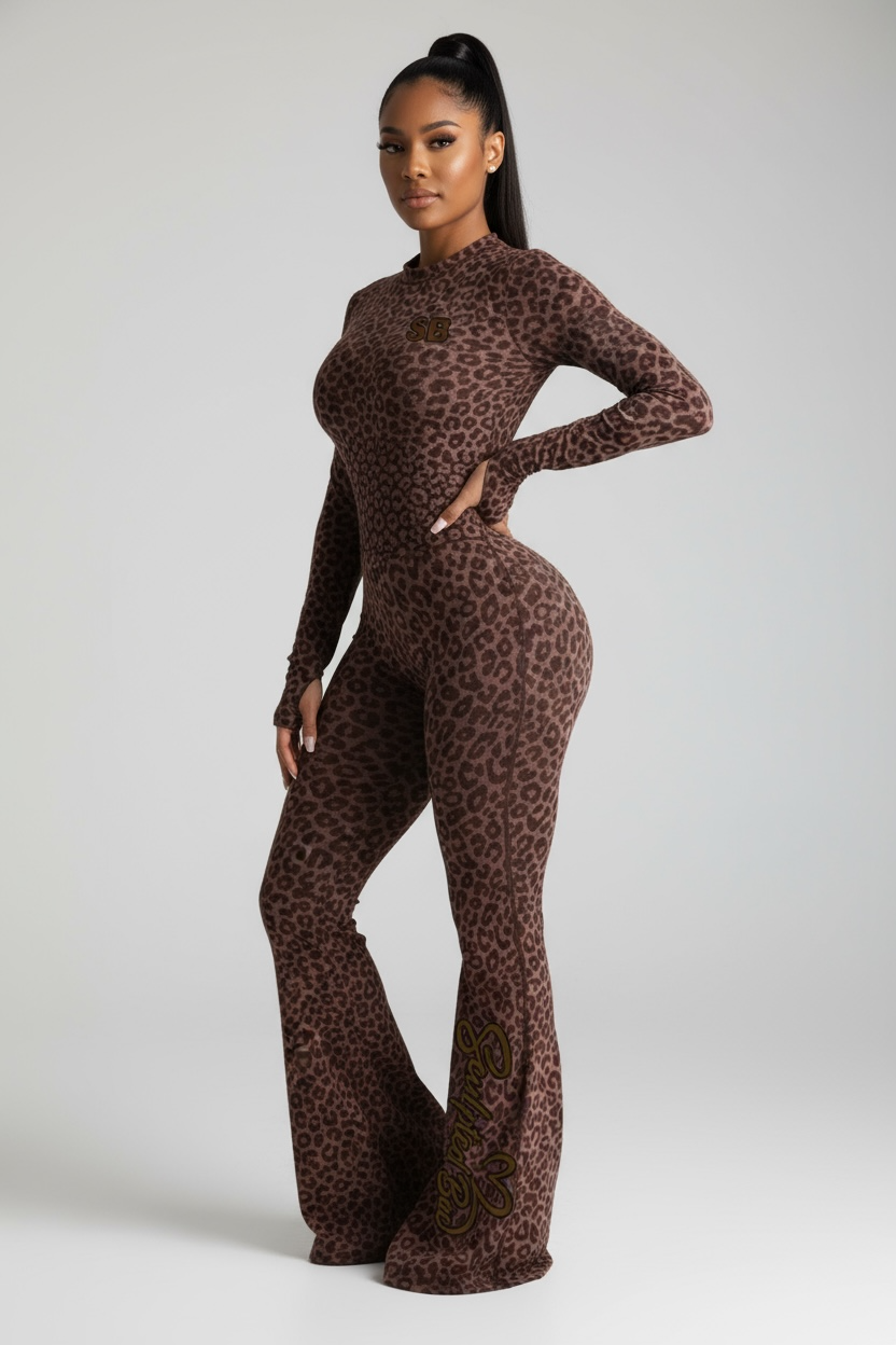 Long sleeve SculptedBae Wild Instinct Flare Unitard