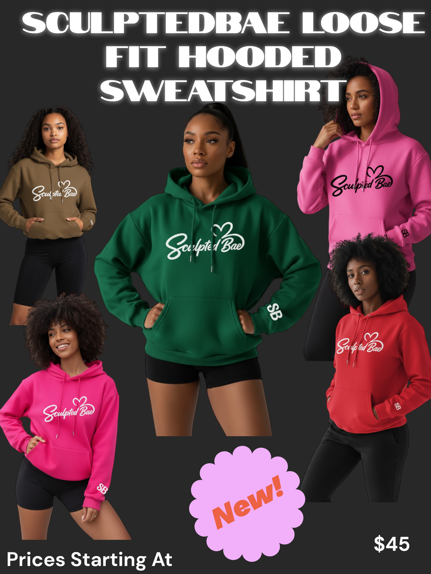 SculptedBae Women’s Loose Fit Hooded Sweatshirt