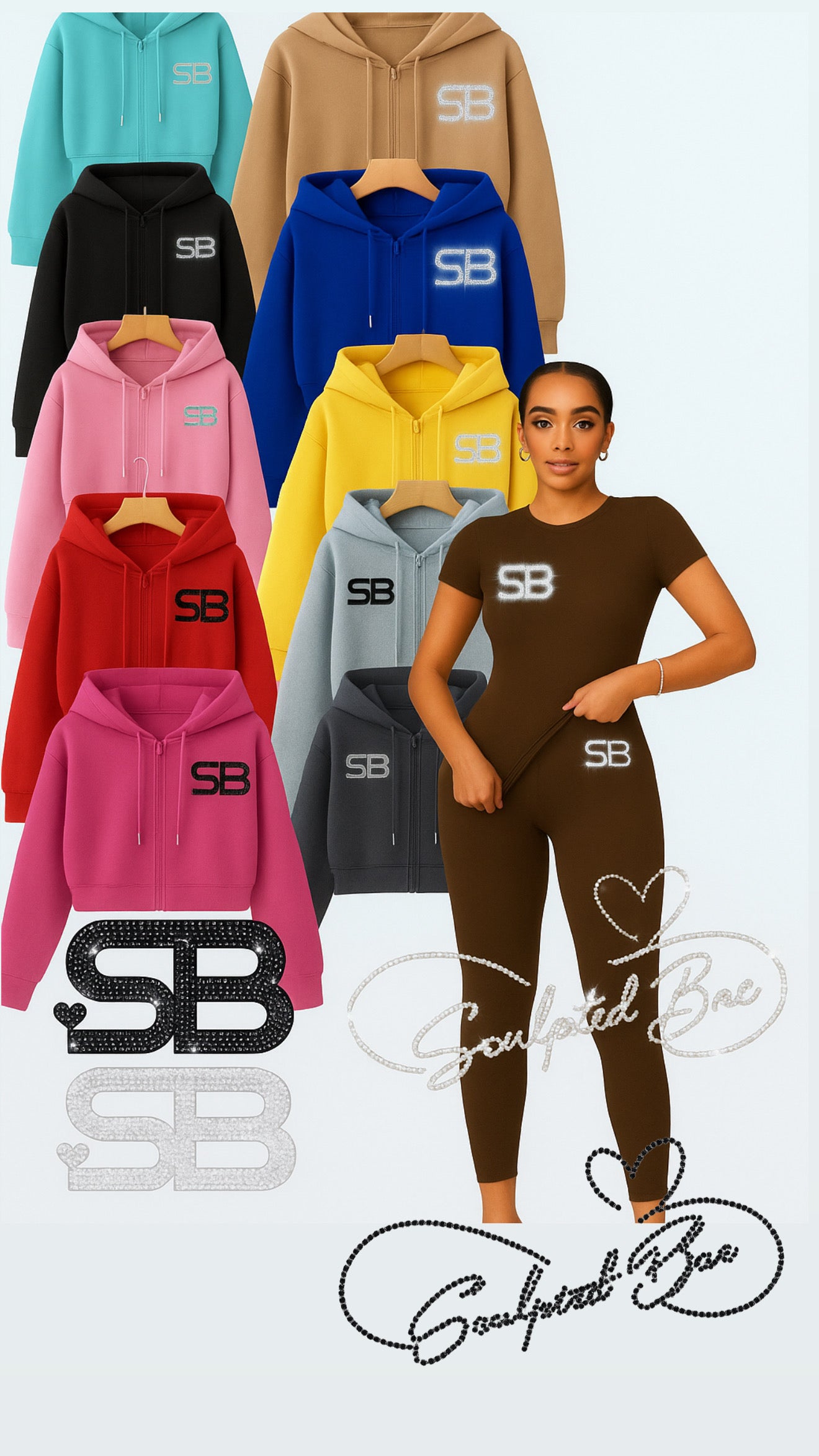 Rhinestone Bae Zip-Up Crop
