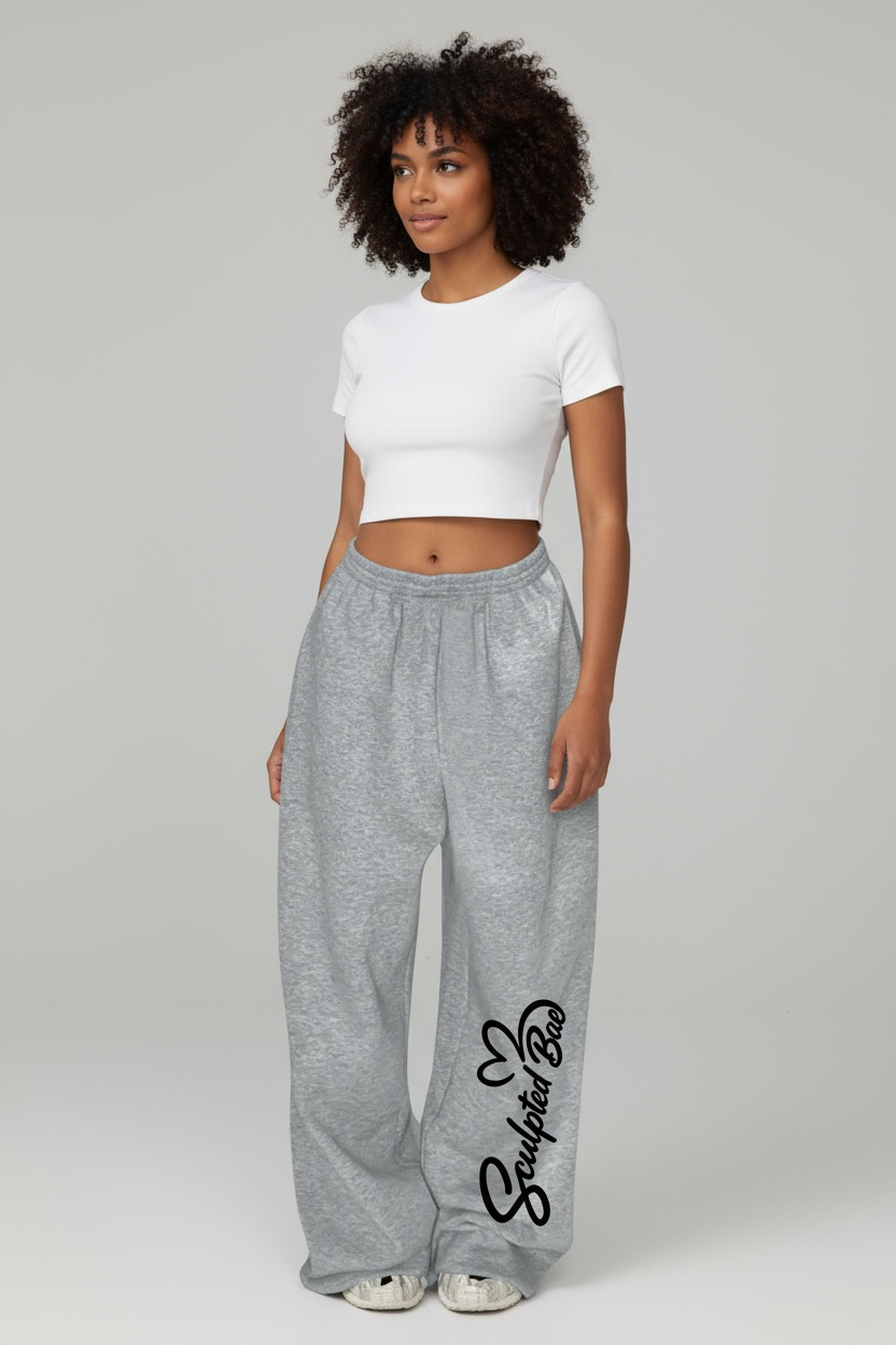 SculptedBae Solid Color Elastic Waist Loose Sweatpants Sizes XS to XL