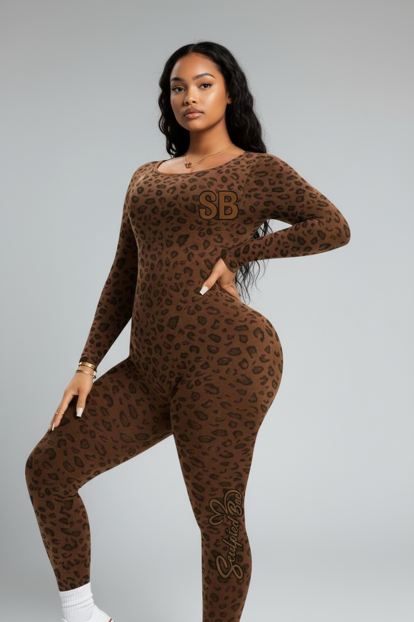 Curve Long sleeve SculptedBae Wild Instinct Flare Unitard