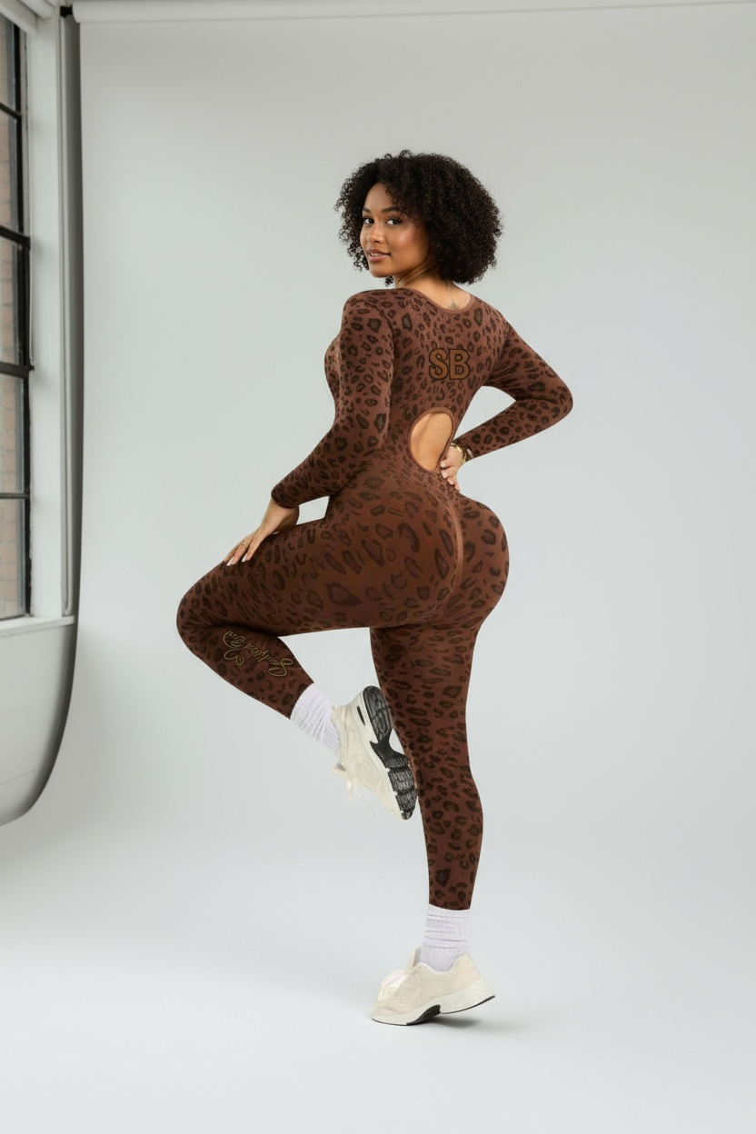 Curve Long sleeve SculptedBae Wild Instinct Flare Unitard