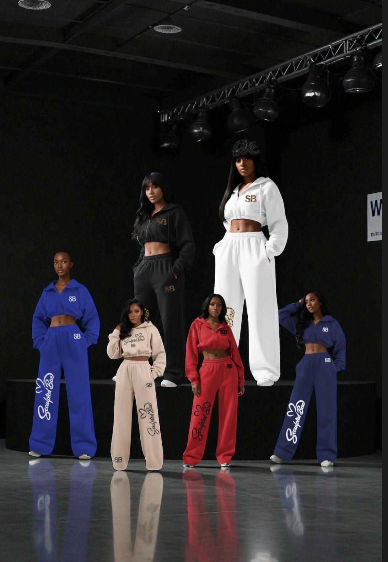 SculptedBae 2-Piece Crop Zip & Slay Sweatsuit Set Casual Set: Custom SculptedBae