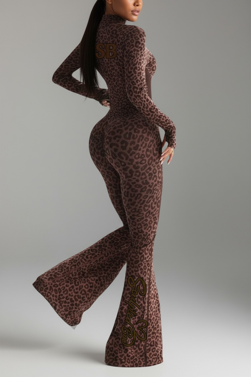 Long sleeve SculptedBae Wild Instinct Flare Unitard