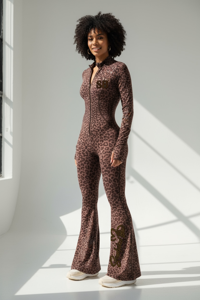 Long sleeve SculptedBae Wild Instinct Flare Unitard