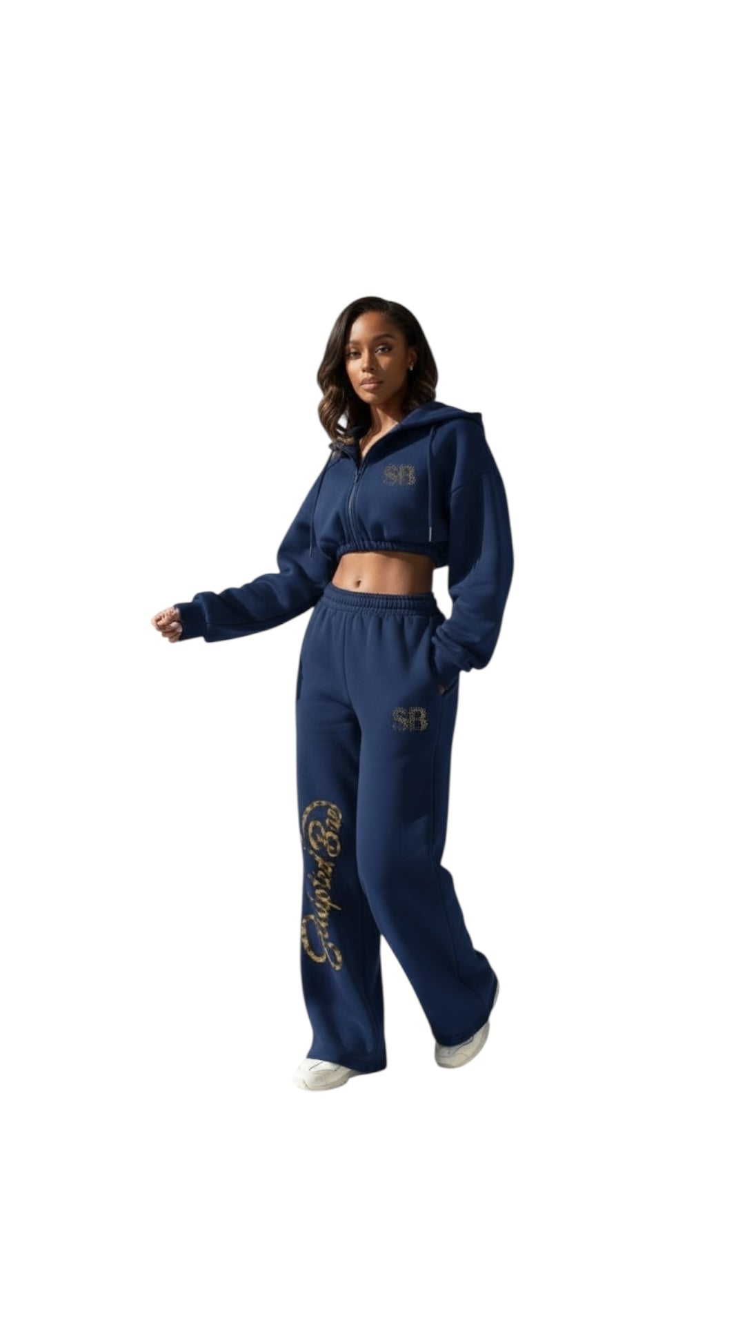 SculptedBae 2-Piece Crop Zip & Slay Sweatsuit Set Casual Set: Custom SculptedBae