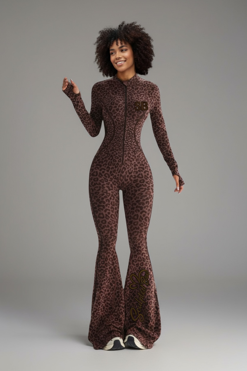 Long sleeve SculptedBae Wild Instinct Flare Unitard