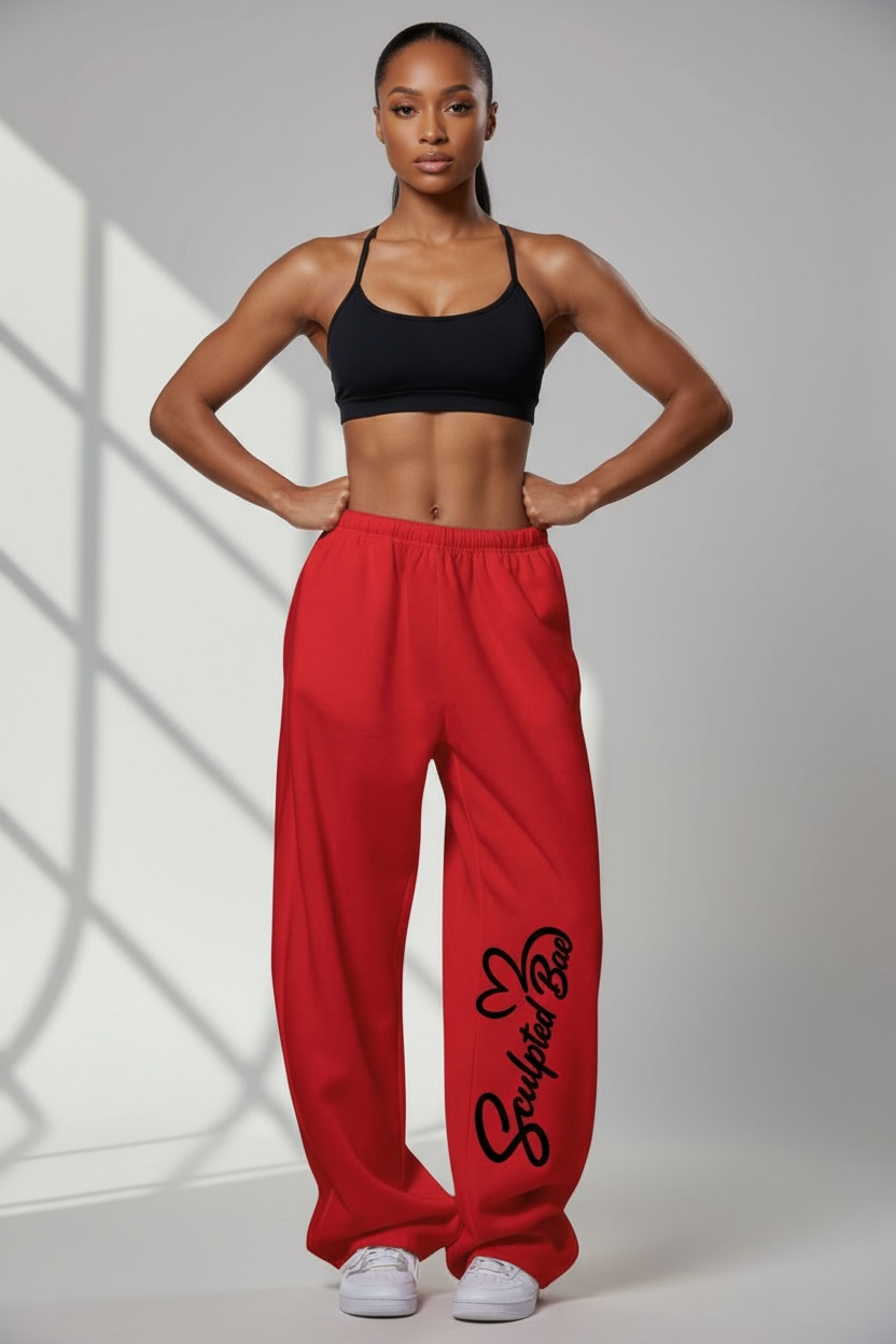 SculptedBae Solid Color Elastic Waist Loose Sweatpants Sizes XS to XL