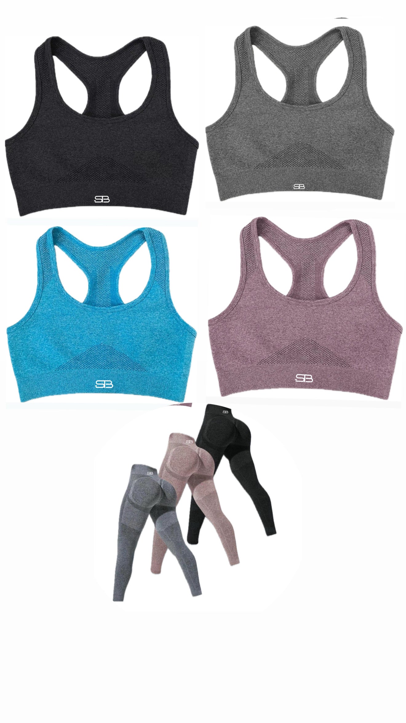 SculptedBae aLro Fit ™ - 2 Piece Pant Set Seamless High-Waist Ruched Legging & Sports Bra