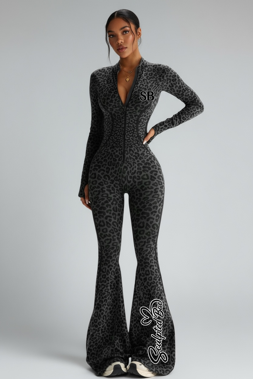 Long sleeve SculptedBae Wild Instinct Flare Unitard