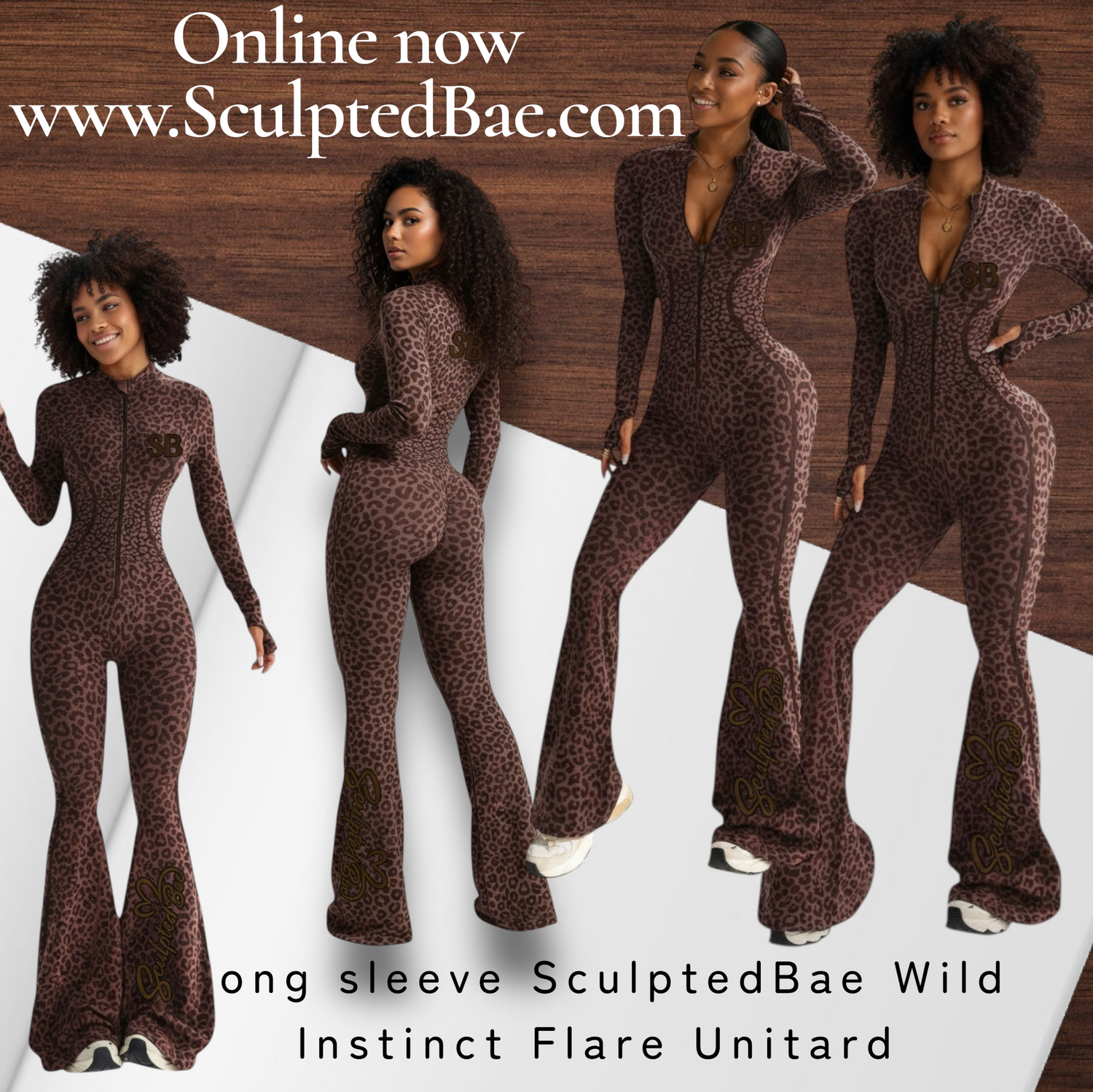 Long sleeve SculptedBae Wild Instinct Flare Unitard