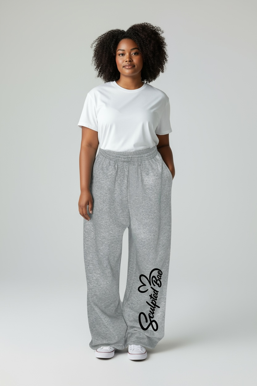 SculptedBae Curve Solid Color Elastic Waist Loose Sweatpants Sizes 1XL to 5XL