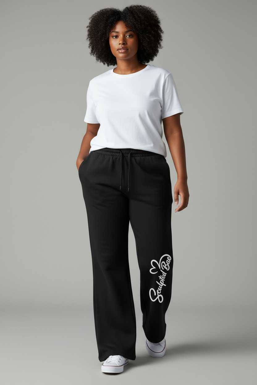 SculptedBae Curve Solid Color Elastic Waist Loose Sweatpants Sizes 1XL to 5XL